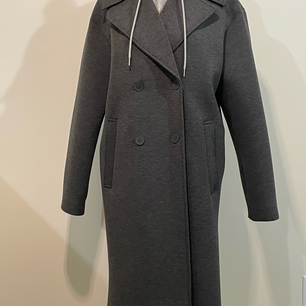 MANGO Combined Double Breasted Coat With Removable Hood - Picture 5 of 6